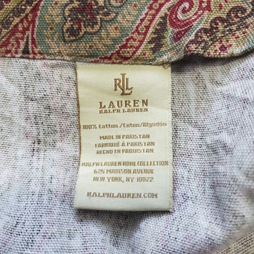Ralph Lauren Red Gold Paisley Damask Floral Fabric Shower Curtain 70